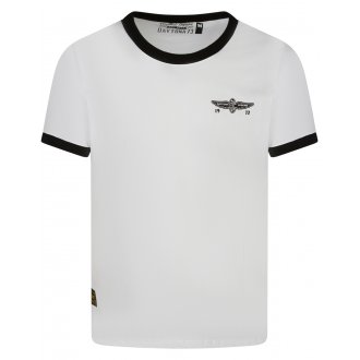 Tee-shirt col rond Daytona en coton blanc et noir