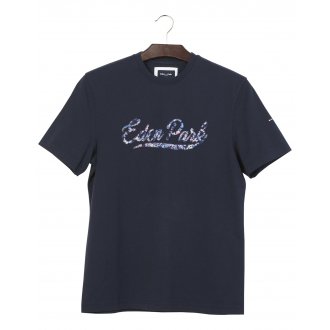 T-shirt Eden Park coton avec manches courtes et col rond marine