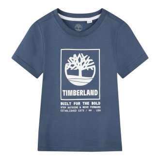 Tee-shirt à col rond Junior Garçon Timberland en coton avec des manches courtes indigo