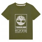 Tee-shirt à col rond Junior Garçon Timberland en coton avec des manches courtes kaki