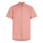 Chemise avec une fermeture boutonnée et un col français Tommy Hilfiger en lin rose