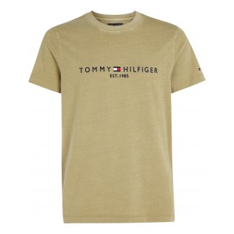 Tee-shirt manches courtes et col rond Tommy Hilfiger en coton biologique kaki