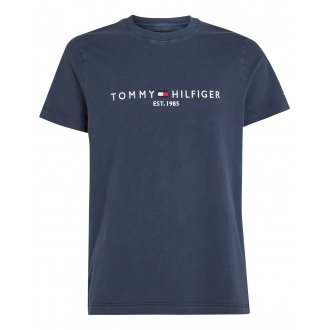 Tee-shirt manches courtes et col rond Tommy Hilfiger coton biologique bleu marine