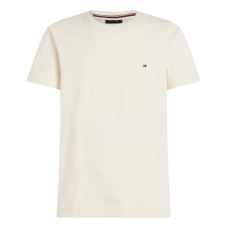 T-shirt Tommy Hilfiger coton avec manches courtes et col rond écru