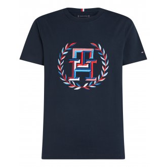 T-shirt Tommy Hilfiger coton avec manches courtes et col rond marine