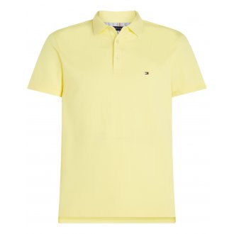 Polo Tommy Hilfiger coton avec manches courtes et col boutonné jaune