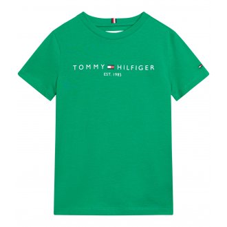T-shirt Junior Garçon Tommy Hilfiger coton avec manches courtes et col rond vert