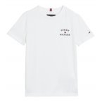 T-shirt Junior Garçon Tommy Hilfiger coton avec manches courtes et col rond blanc