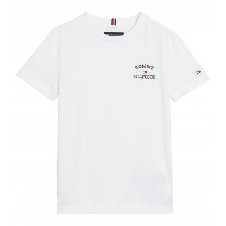 T-shirt Junior Garçon Tommy Hilfiger coton avec manches courtes et col rond blanc