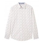 Chemise Tom Tailor en coton avec manches longues et col français blanche