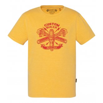 T-shirt Schott coton avec manches courtes et col rond jaune