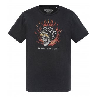 T-shirt Schott coton avec manches courtes et col rond noir
