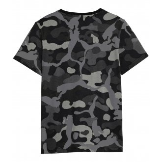 T-shirt Junior Garçon Puma en coton avec manches courtes et col rond noir camouflage