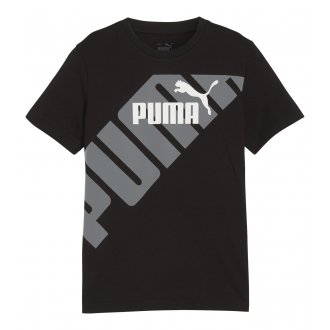 T-shirt Junior Garçon Puma en coton avec manches courtes et col rond noir