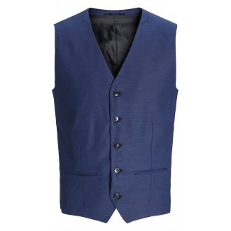 Gilet Premium laine mélangée avec sans manches et col v bleu