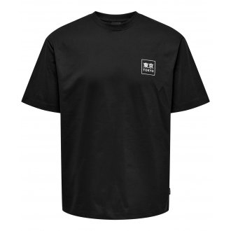 T-shirt Only&Sons coton avec manches courtes et col rond noir