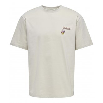 T-shirt Only&Sons coton avec manches courtes et col rond beige