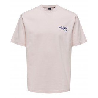 T-shirt Only&Sons coton avec manches courtes et col rond rose