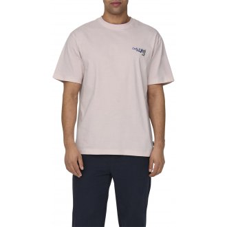 T-shirt Only&Sons coton avec manches courtes et col rond rose