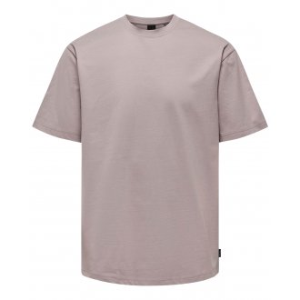 T-shirt col rond Only&Sons en coton biologique avec manches courtes lilas