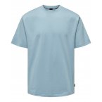 T-shirt col rond Only&Sons en coton biologique avec manches courtes bleu ciel