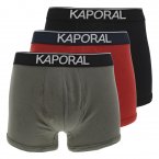 Lot de 3 boxers Kaporal en coton rouge, gris et kaki