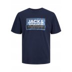T-shirt Jack & Jones + coton avec manches courtes et col rond marine