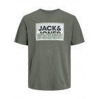 T-shirt Jack & Jones + coton avec manches courtes et col rond kaki