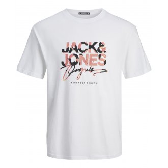 T-shirt Junior Garçon Jack & Jones coton avec manches courtes et col rond blanc