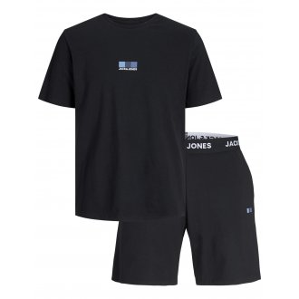 Pyjama court Jack & Jones coton avec manches courtes et col rond noir
