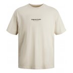 T-shirt Jack & Jones coton en transition avec manches courtes et col rond beige