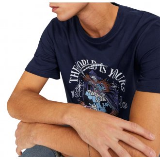 T-shirt Jack & Jones coton avec manches courtes et col rond marine