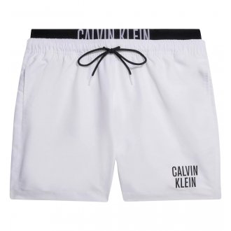Short de bain avec une taille élastiquée Calvin Klein en coton régénératif blanc