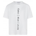 Tee-shirt à col rond Junior Garçon Calvin Klein en coton blanc