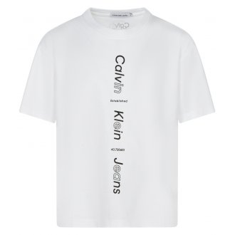 Tee-shirt à col rond Junior Garçon Calvin Klein en coton blanc