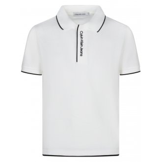 Polo à col boutonné Junior Garçon Calvin Klein en coton blanc