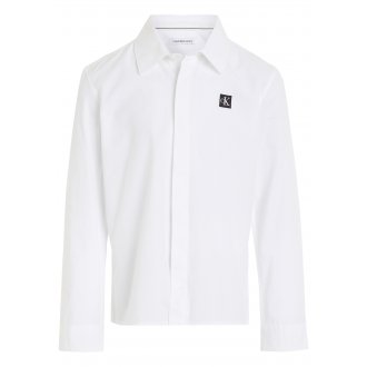 Chemise ajustée et col français Junior Garçon Calvin Klein en coton blanc