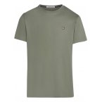 Tee-shirt col rond Calvin Klein en coton kaki avec petit patch logo