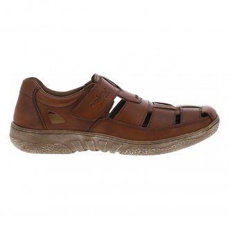 Sandales avec bande auto-agrippante RIEKER® en cuir marron