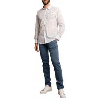 Chemise Delahaye coton avec manches longues et col français blanche
