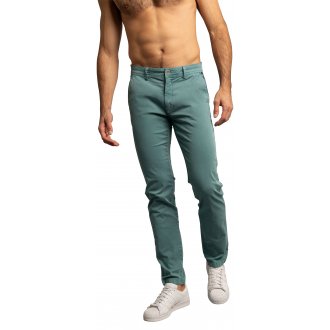 Pantalon Delahaye coton vert d'eau