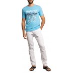 T-shirt Delahaye coton avec manches courtes et col rond indigo