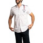 Chemise Delahaye coton avec manches courtes et col français blanche