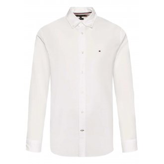 Chemise avec un col français et une coupe droite Tommy Hilfiger en coton blanche