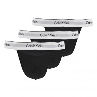 Lot de 3 strings Calvin Klein en coton noirs ceinture élastiquée