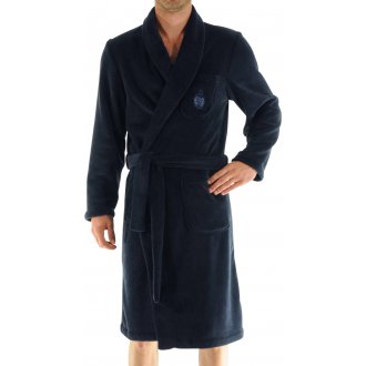 Robe de chambre Christian Cane avec manches longues et col châle bleu marine