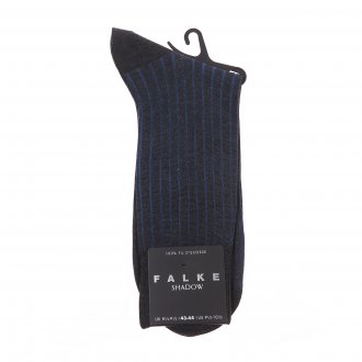 Chaussettes Shadow Falke en fil d'écosse gris anthracite à côtes bleues