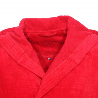 Peignoir de bain bi-matière Texas Vossen en coton rouge vif à capuche