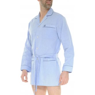 Pyjama Christian Cane en coton avec manches longues et col à revers bleu ciel