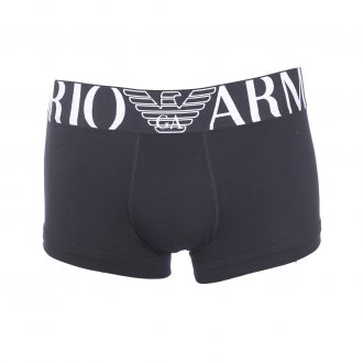 Boxer Emporio Armani en coton stretch noir à large ceinture brodée